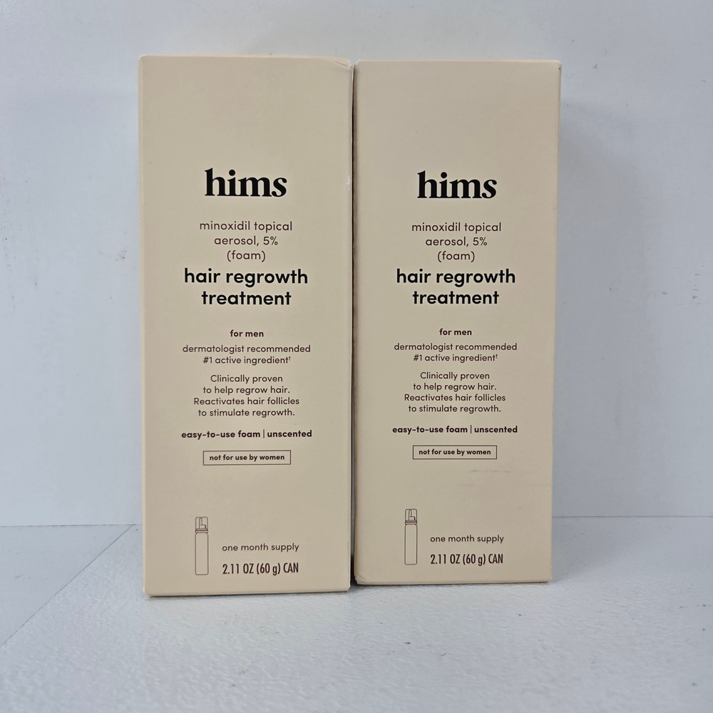2pk Hims Minoxidil 5% Hair Regrowth Treatment Foam for Men Unscented 2.11oz Cans